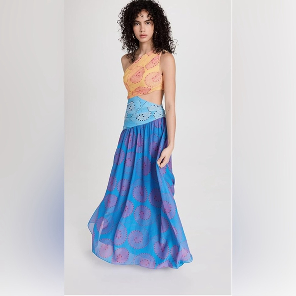 STAUD Ashlyn One Shoulder Chiffon Maxi Dress - Picture 2 of 12